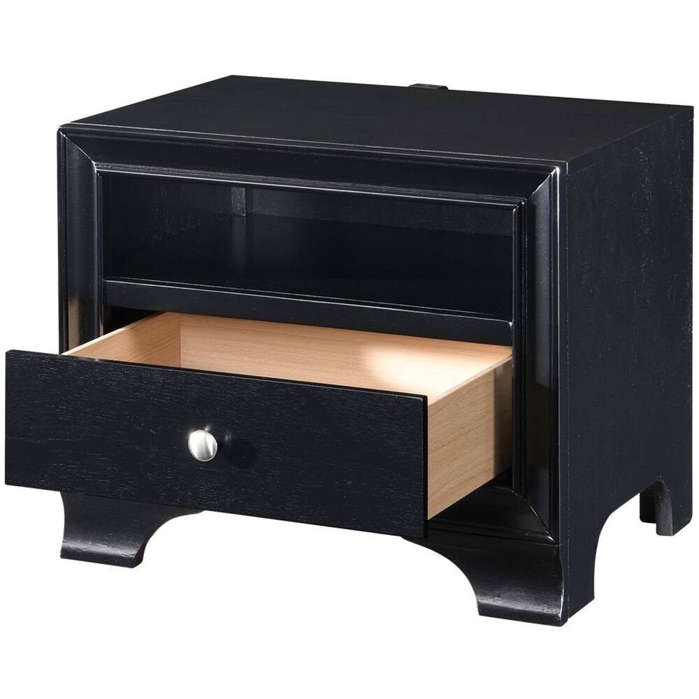Alt View 12. Click Decor - Edmond Wood 1-Drawer Night Stand - Black.