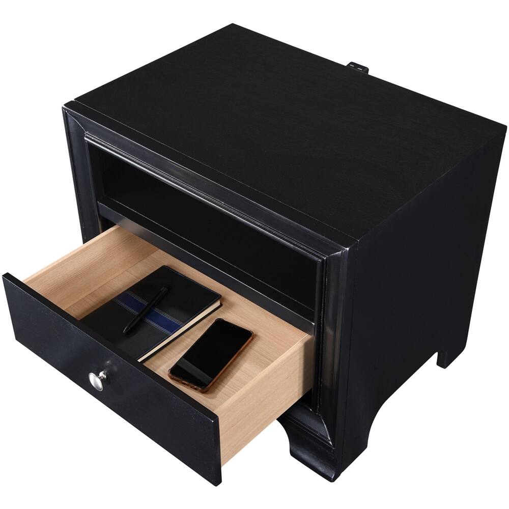Alt View 15. Click Decor - Edmond Wood 1-Drawer Night Stand - Black.
