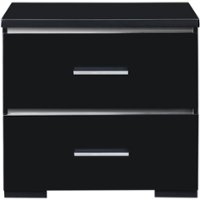 Finch - Belmont Rectangular Modern Contemporary Wood 2-Drawer Night Stand - Black - Front_Zoom