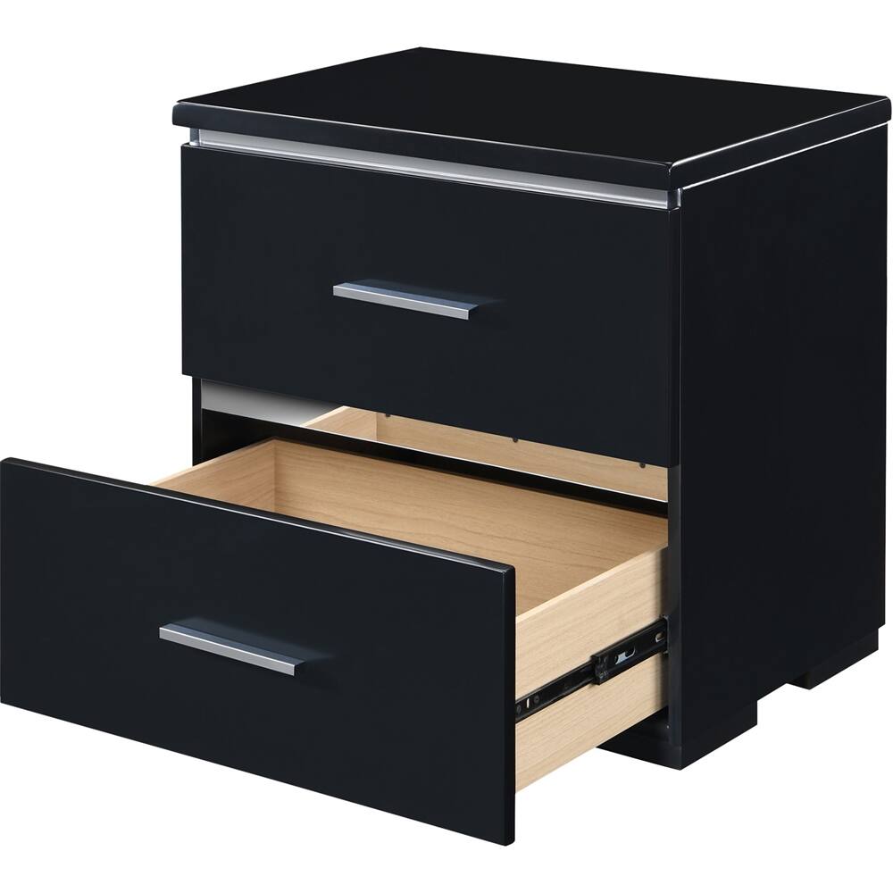 Alt View 12. Finch - Belmont Rectangular Modern Contemporary Wood 2-Drawer Night Stand - Black.