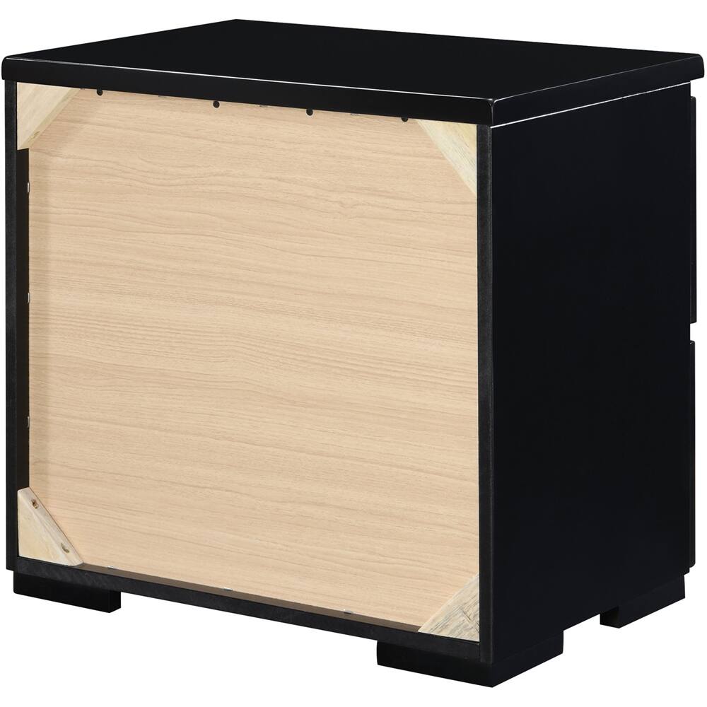 Alt View 14. Finch - Belmont Rectangular Modern Contemporary Wood 2-Drawer Night Stand - Black.