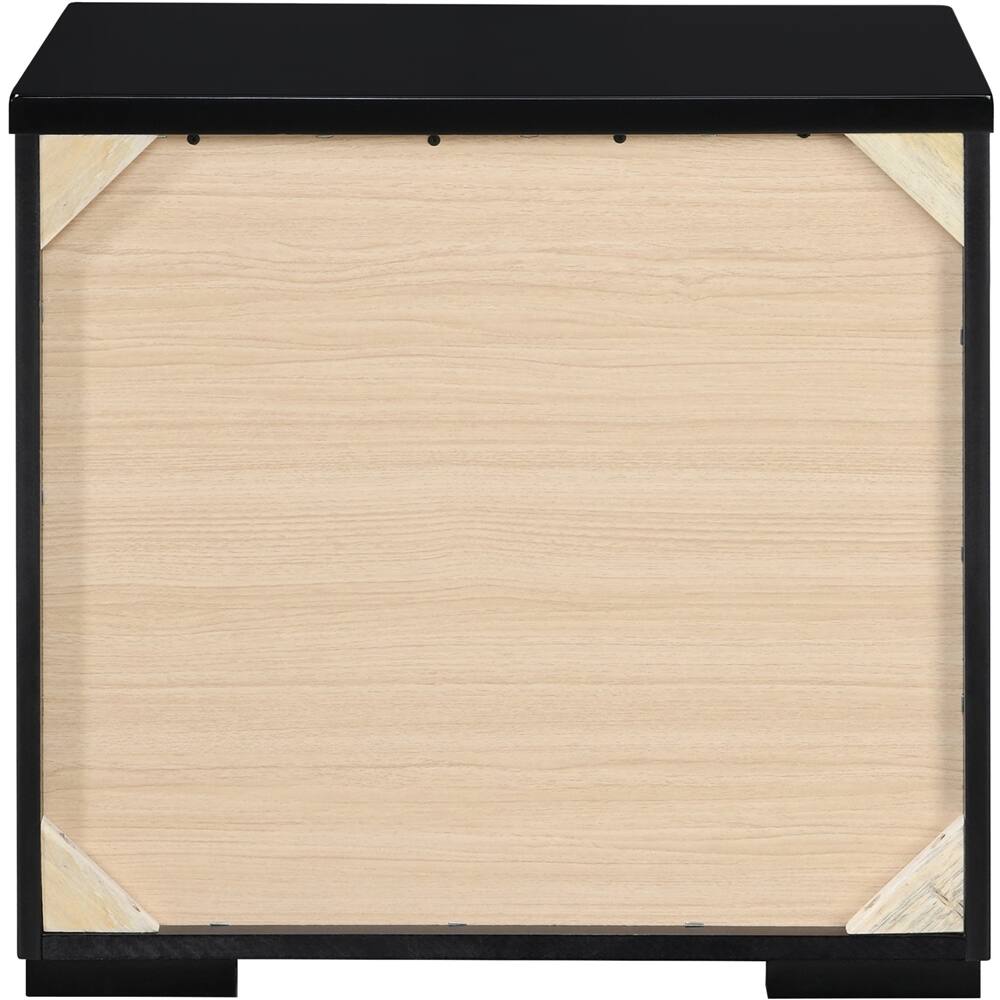 Alt View 15. Finch - Belmont Rectangular Modern Contemporary Wood 2-Drawer Night Stand - Black.