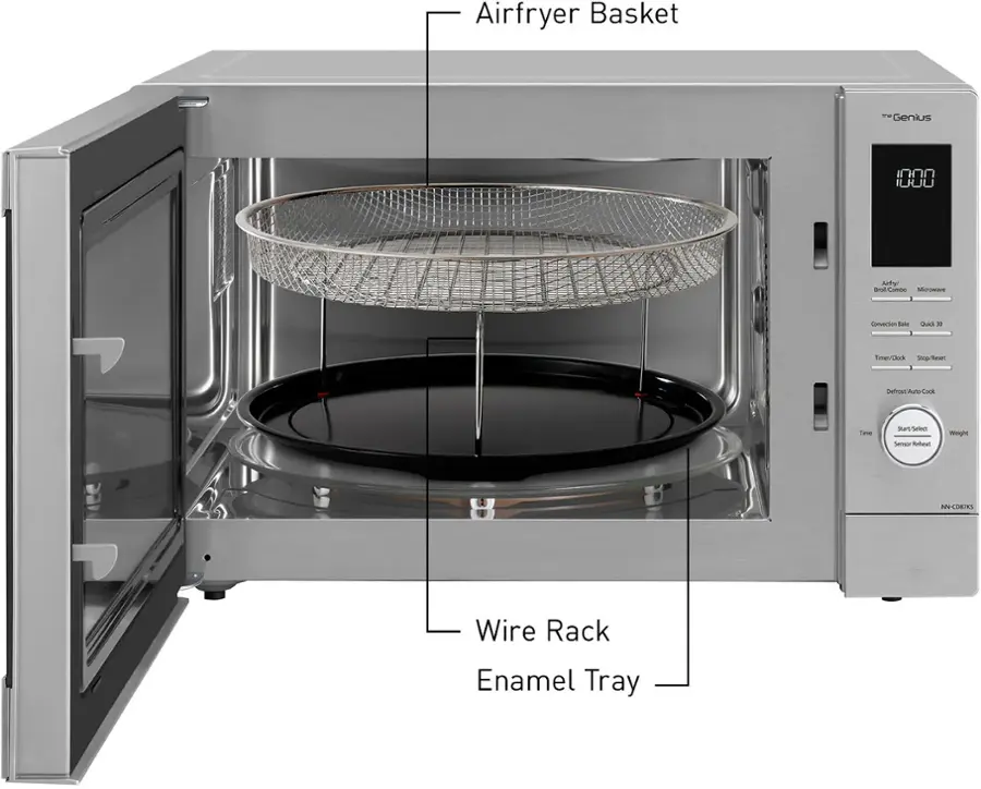Alt View 20. Panasonic - 1.2 Cu. Ft. 1000 Watt HomeCHEF CD87KS 4-in-1 Multioven Microwave - Airfryer, Broiler, Convection, Inverter - Silver.