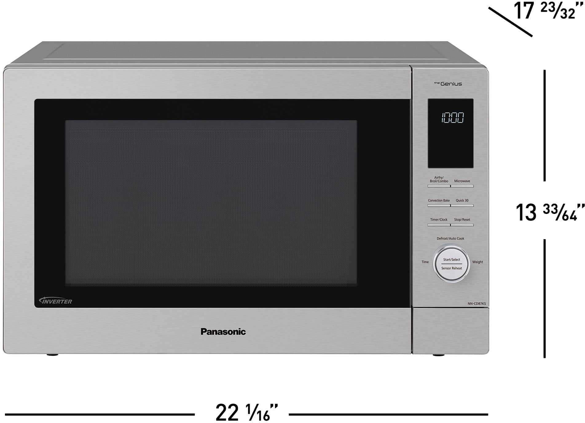 Angle. Panasonic - 1.2 Cu. Ft. 1000 Watt HomeCHEF CD87KS 4-in-1 Multioven Microwave - Airfryer, Broiler, Convection, Inverter - Silver.