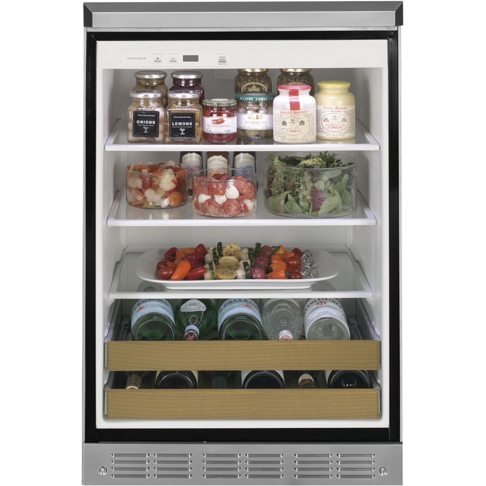 Angle View: Monogram - 29.5 Cu. Ft. Side-by-Side Built-In Refrigerator with Water Filtration - Stainless steel