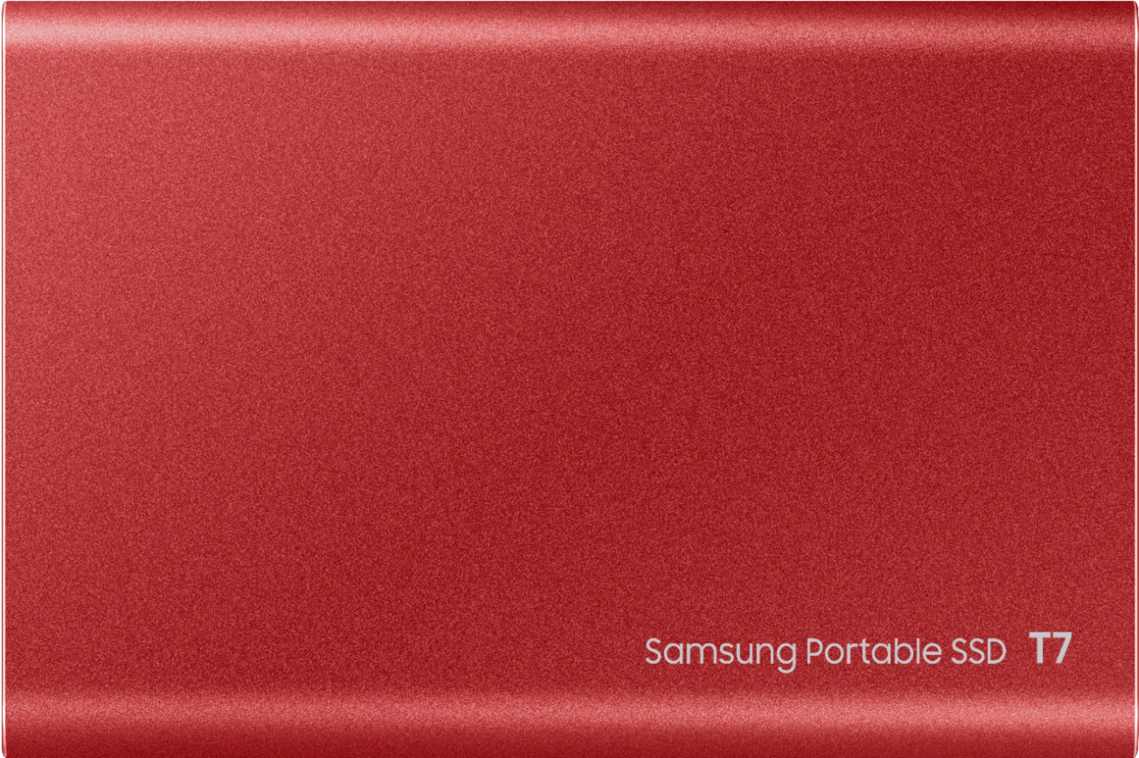 Alt View 13. Samsung - T7 1TB External USB 3.2 Gen 2 Portable SSD with Hardware Encryption - Metallic Red.