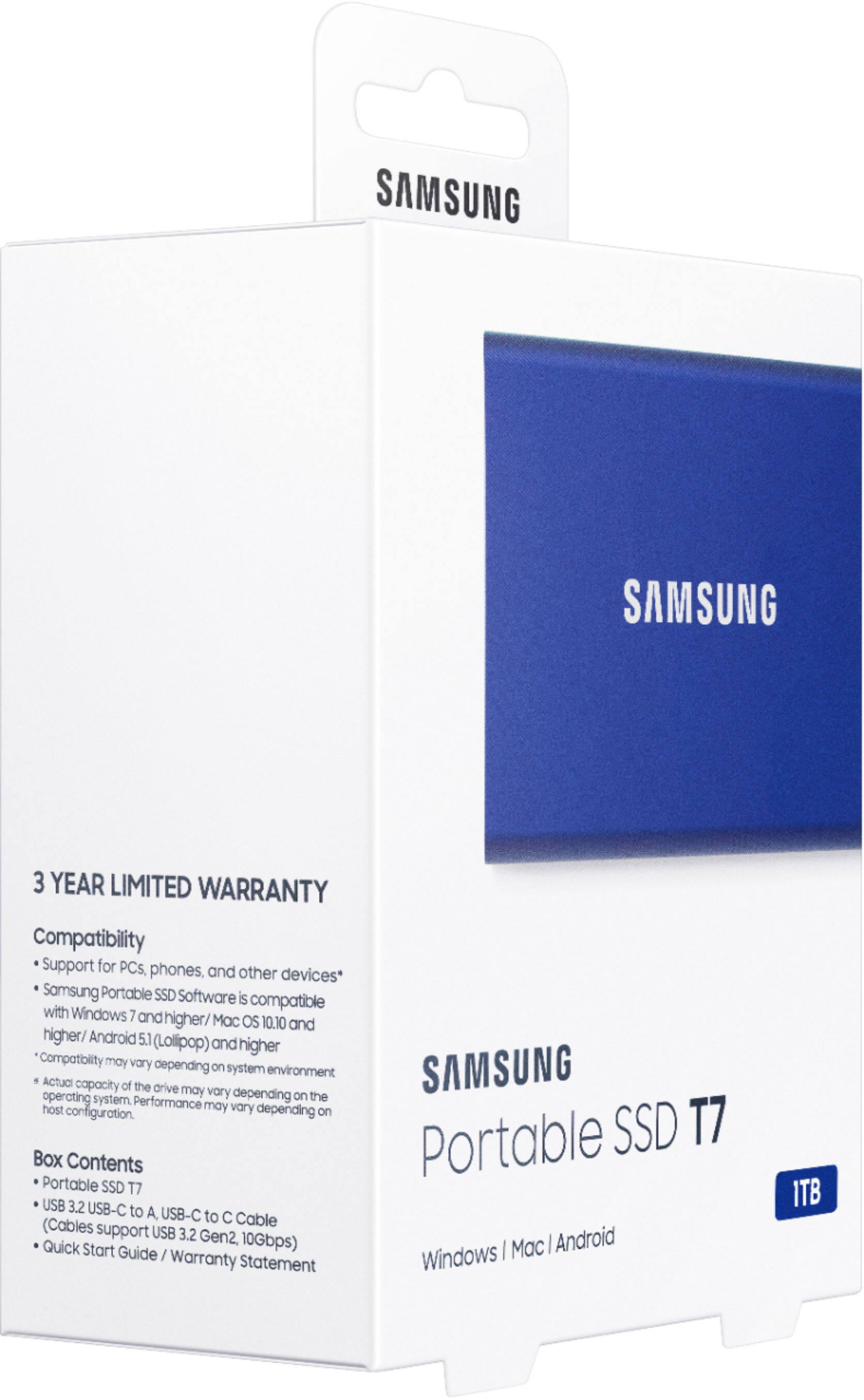 Alt View 17. Samsung - T7 1TB External USB 3.2 Gen 2 Portable SSD with Hardware Encryption - Indigo Blue.