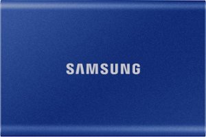 Samsung - T7 500GB External USB 3.2 Gen 2 Portable SSD with Hardware Encryption - Indigo Blue - Front_Zoom