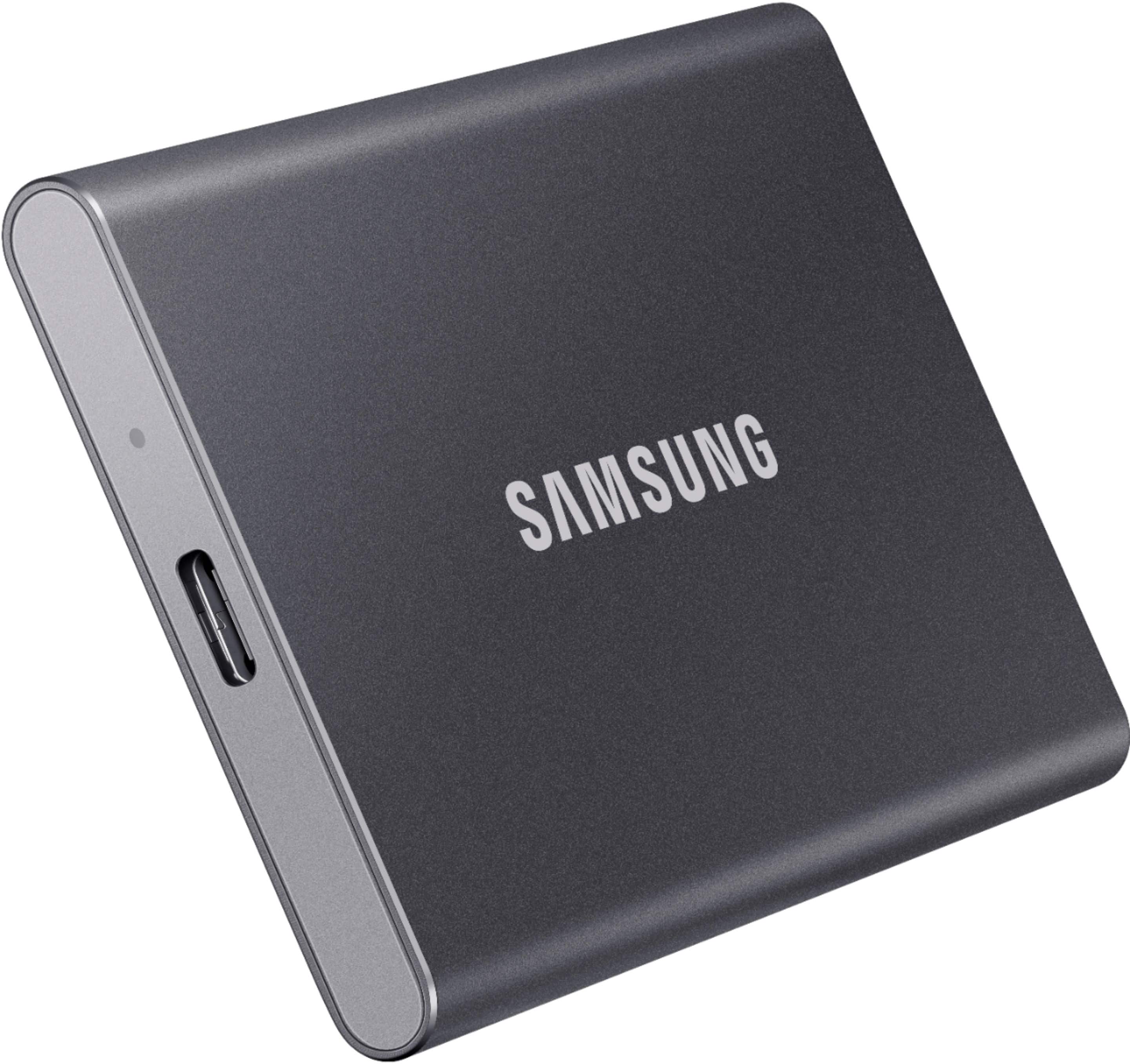 Alt View 14. Samsung - T7 1TB External USB 3.2 Gen 2 Portable SSD with Hardware Encryption - Titan Gray.