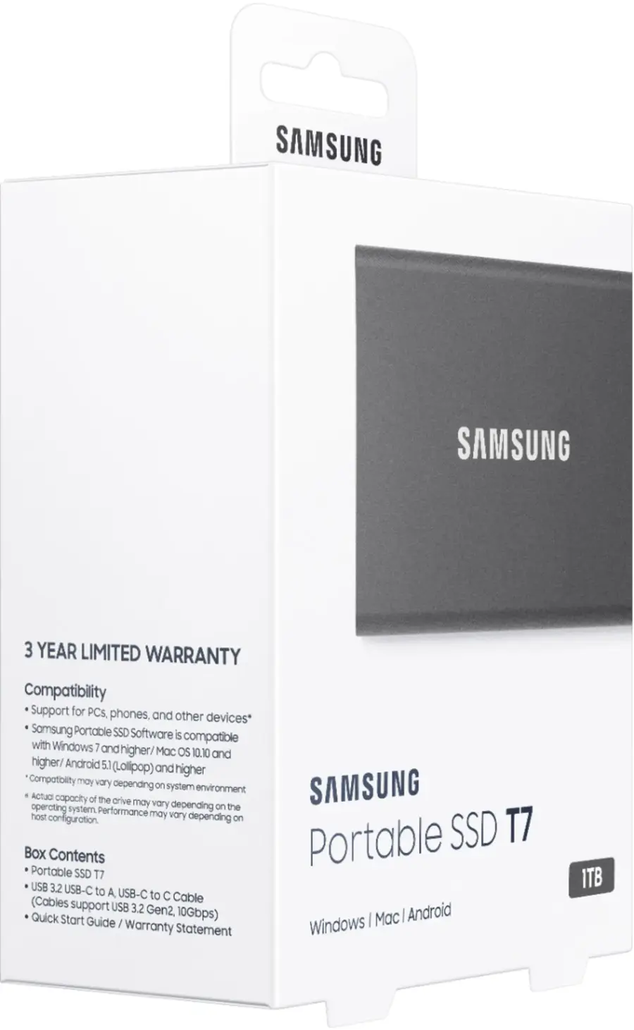 Alt View 17. Samsung - T7 1TB External USB 3.2 Gen 2 Portable SSD with Hardware Encryption - Titan Gray.