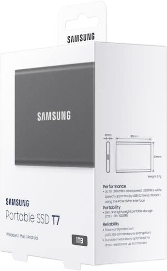 Samsung T7 1TB External USB 3.2 Gen 2 Portable SSD with Hardware Samsung T7 1TB External USB 3.2 Gen 2 Portable SSD with Hardware