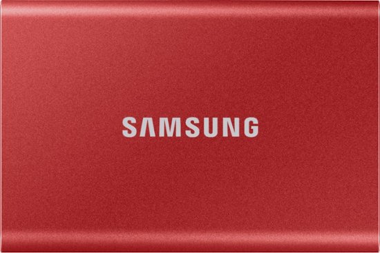 Front Zoom. Samsung - T7 2TB External USB 3.2 Gen 2 Portable Solid State Drive with Hardware Encryption - Metallic Red.