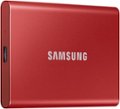 Alt View Zoom 11. Samsung - T7 2TB External USB 3.2 Gen 2 Portable Solid State Drive with Hardware Encryption - Metallic Red.