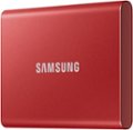 Alt View Zoom 12. Samsung - T7 2TB External USB 3.2 Gen 2 Portable Solid State Drive with Hardware Encryption - Metallic Red.