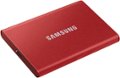 Alt View Zoom 14. Samsung - T7 2TB External USB 3.2 Gen 2 Portable Solid State Drive with Hardware Encryption - Metallic Red.