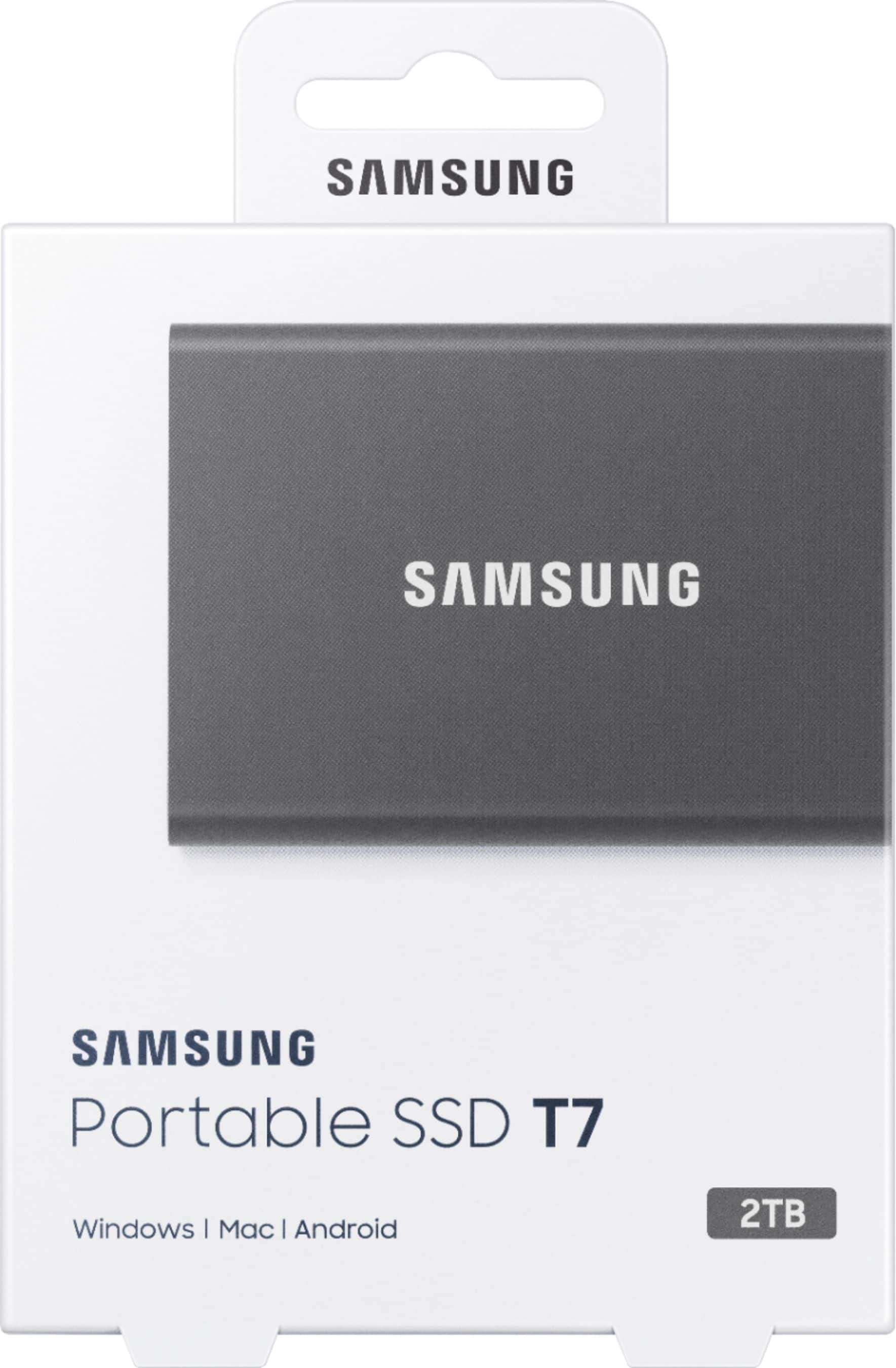 Alt View 16. Samsung - T7 2TB External USB 3.2 Gen 2 Portable SSD with Hardware Encryption - Titan Gray.