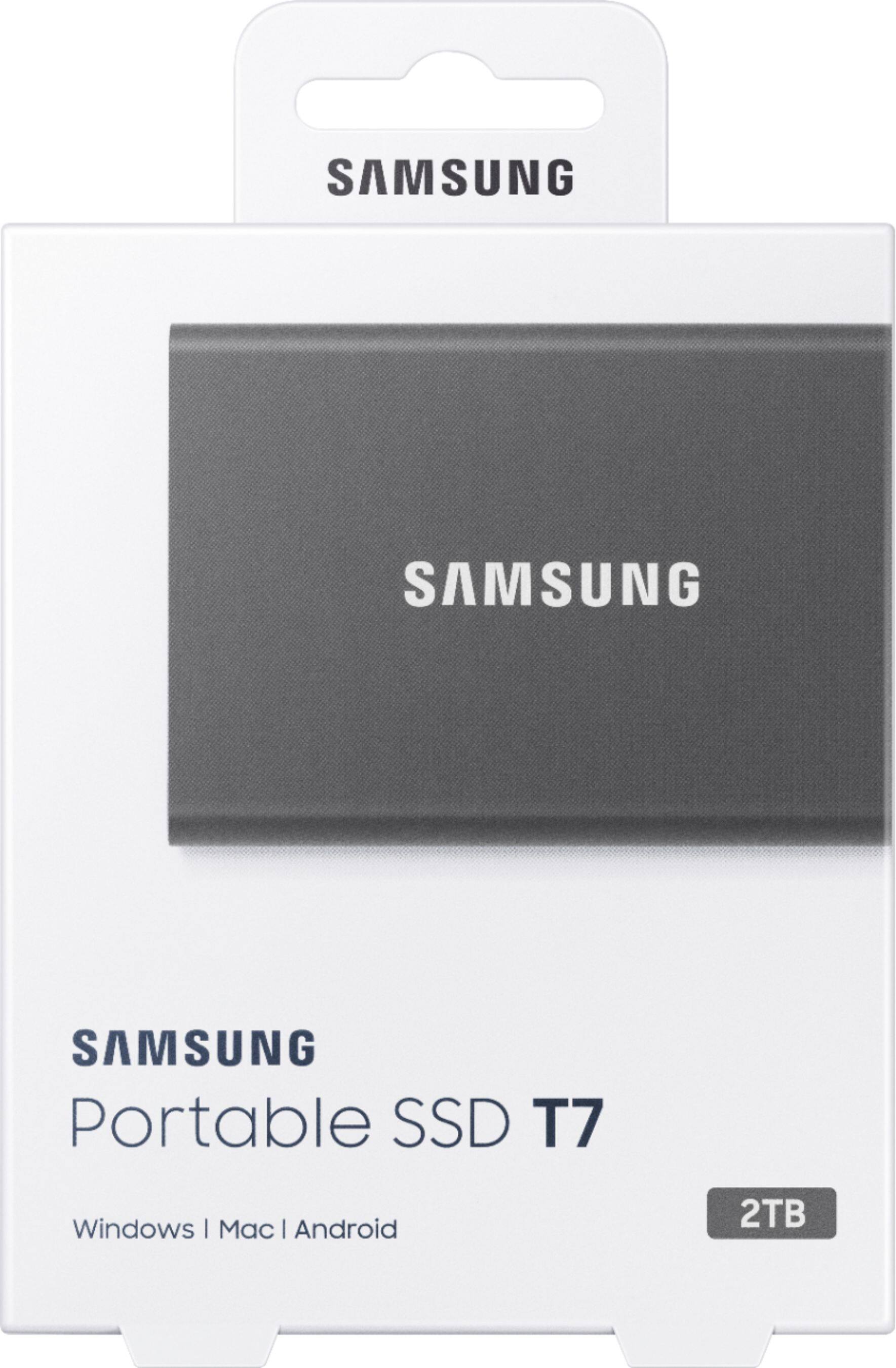 Alt View 16. Samsung - T7 2TB External USB 3.2 Gen 2 Portable SSD with Hardware Encryption - Titan Gray.