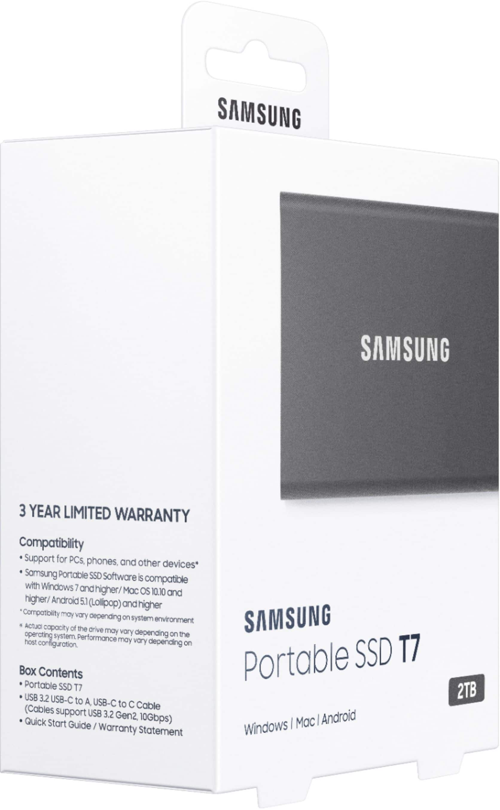 Alt View 17. Samsung - T7 2TB External USB 3.2 Gen 2 Portable SSD with Hardware Encryption - Titan Gray.