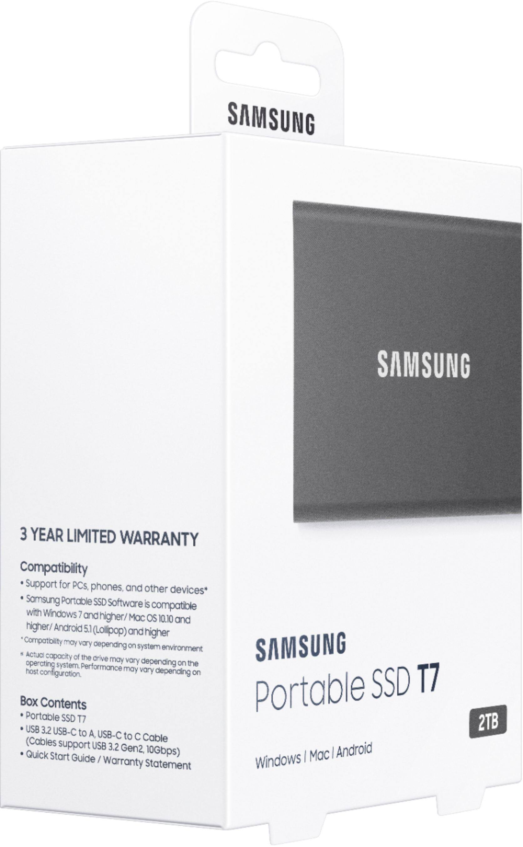 Alt View 17. Samsung - T7 2TB External USB 3.2 Gen 2 Portable SSD with Hardware Encryption - Titan Gray.