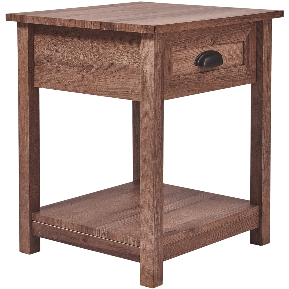 Left View: Click Decor - Traditional Wood 1-Drawer Night Stand - Light Brown