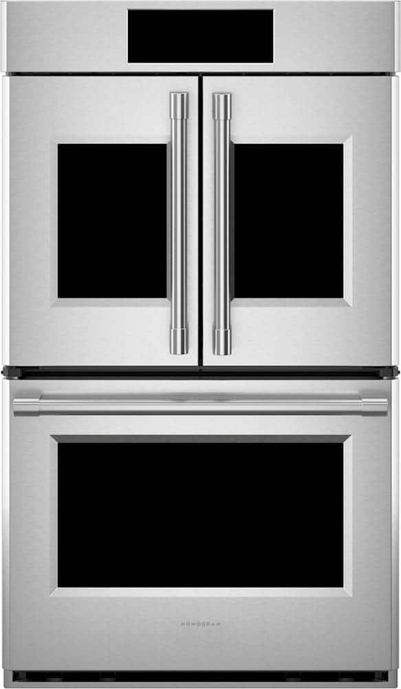 Front. Monogram - Statement Collection 30" Built-In Double Electric Convection Wall Oven - Stainless Steel.