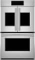 Monogram - French Door Statement Collection 30" Built-In Double Electric Convection Wall Oven with Voice Control and LCD Controls - Stainless Steel