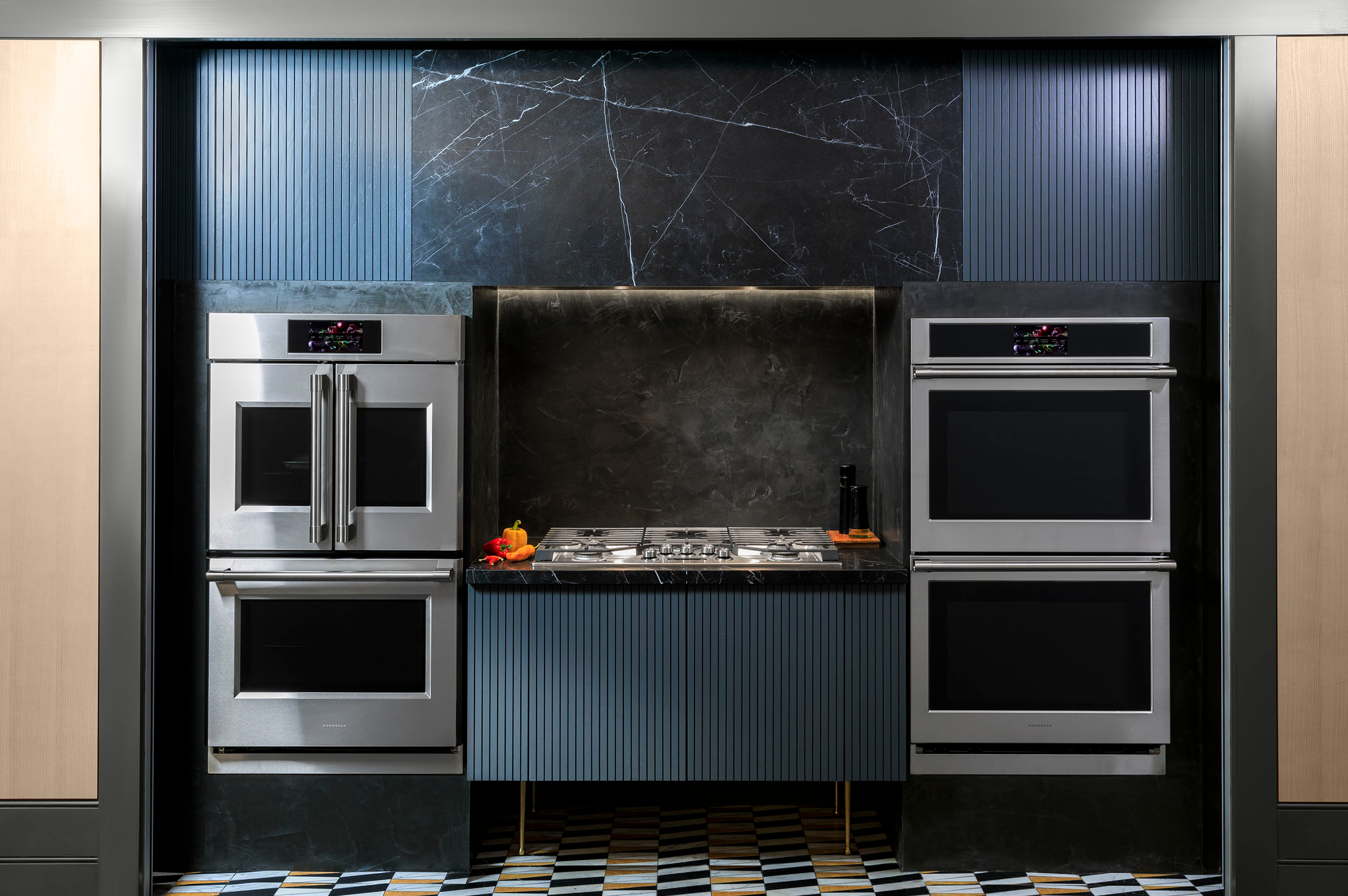 Alt View 15. Monogram - Statement Collection 30" Built-In Double Electric Convection Wall Oven - Stainless Steel.