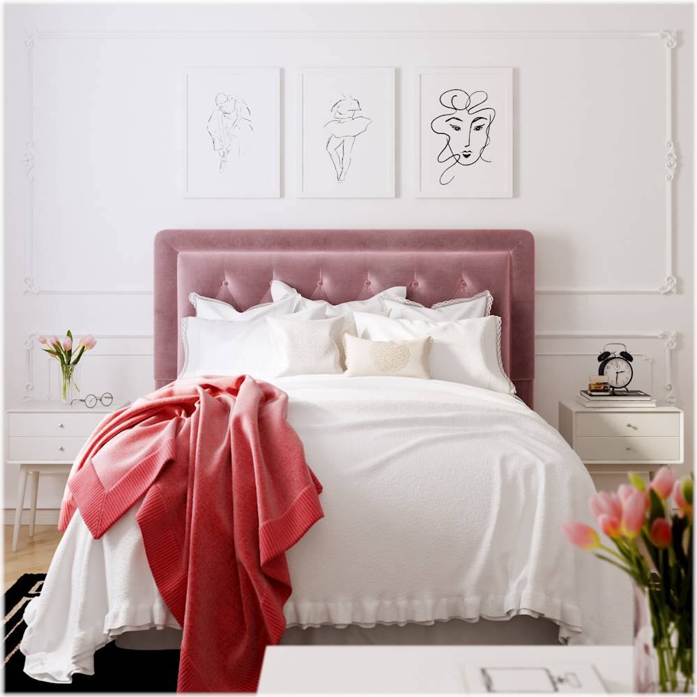 Alt View 13. Elle Decor - Amery Tufted Upholstered King Headboard - Mauve.