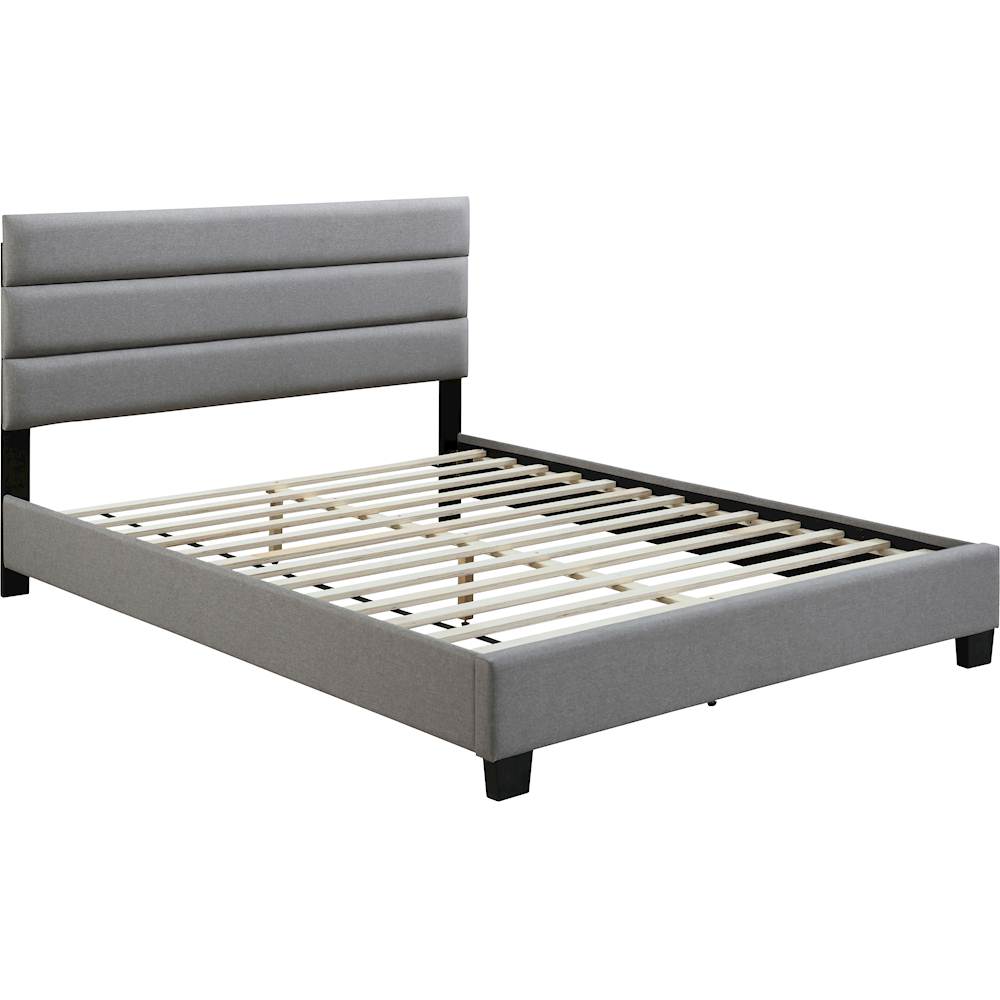 Angle View: Click Decor - Hudson Fabric 62.8" Queen Platform Bed - Gray