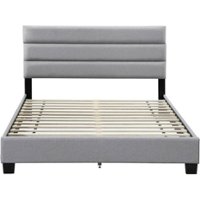 Click Decor - Hudson Fabric 62.8" Queen Platform Bed - Gray - Front_Zoom
