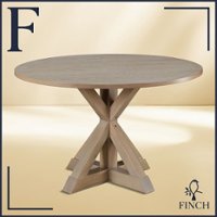 Finch - Alfred Round Modern Farmhouse Rubberwood Table - Rustic Beige - Front_Zoom