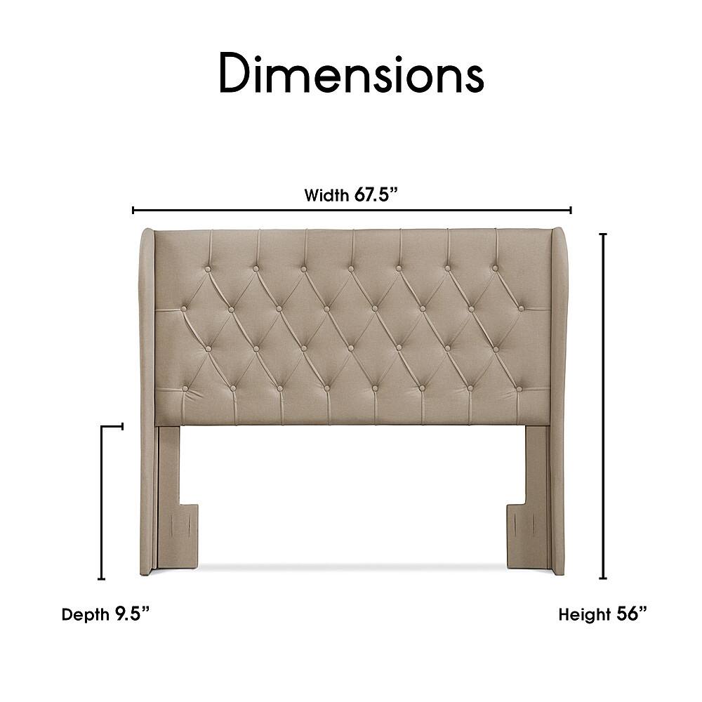 Left View: Lillian August - Harlow Tufted Fabric Upholstered King Headboard - Soft Beige