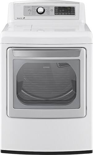 Front Standard. LG - 7.3 Cu. Ft. 14-Cycle Ultralarge-Capacity Steam Gas Dryer - White.