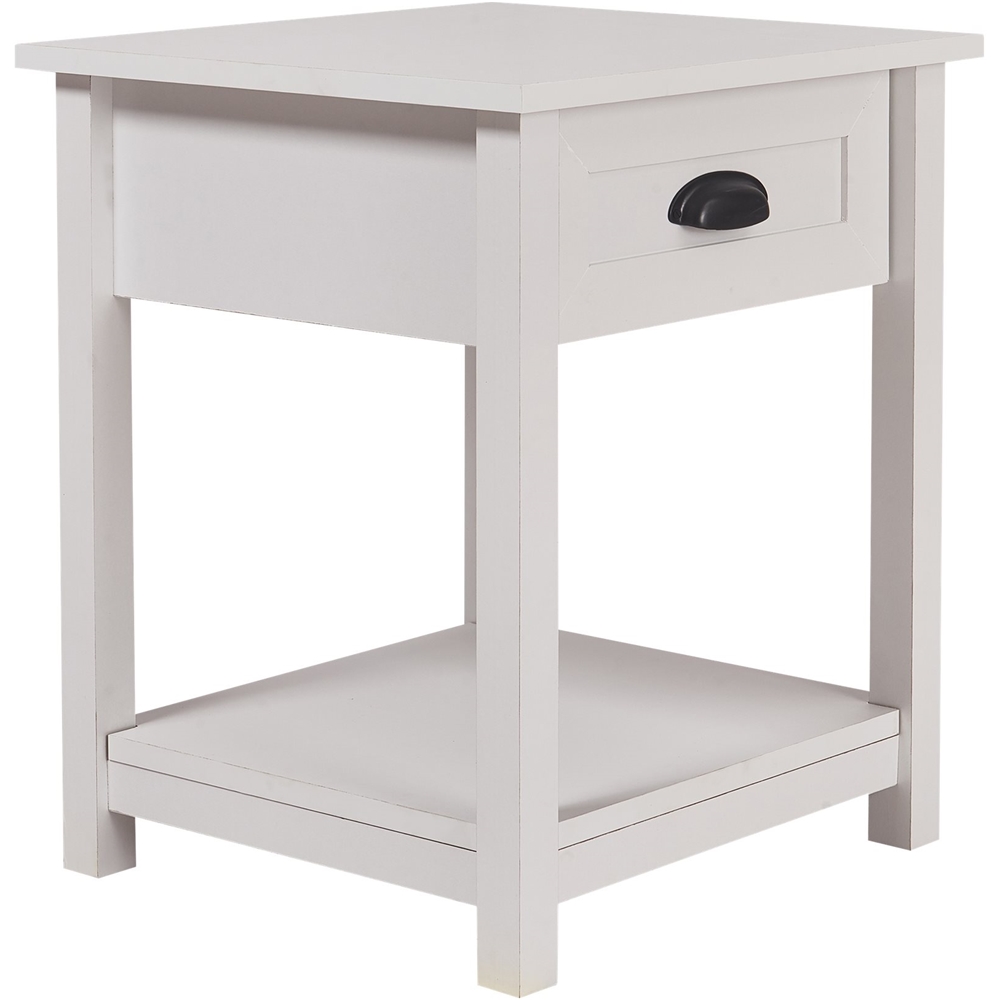 Left View: Click Decor - Traditional Wood 1-Drawer Night Stand - White