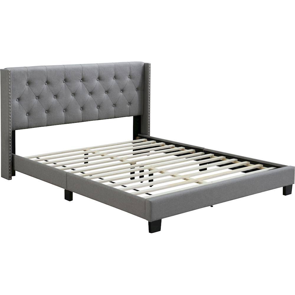 Angle. Finch - Adler Fabric 66.5" Queen Platform Bed - Gray.