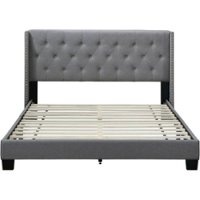 Finch - Adler Fabric 66.5" Queen Platform Bed - Gray - Front_Zoom