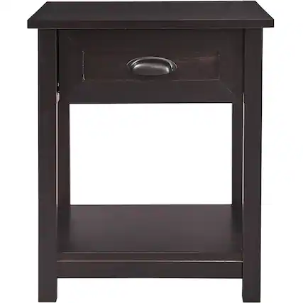 Front. Click Decor - Traditional Wood 1-Drawer Night Stand - Ebony.