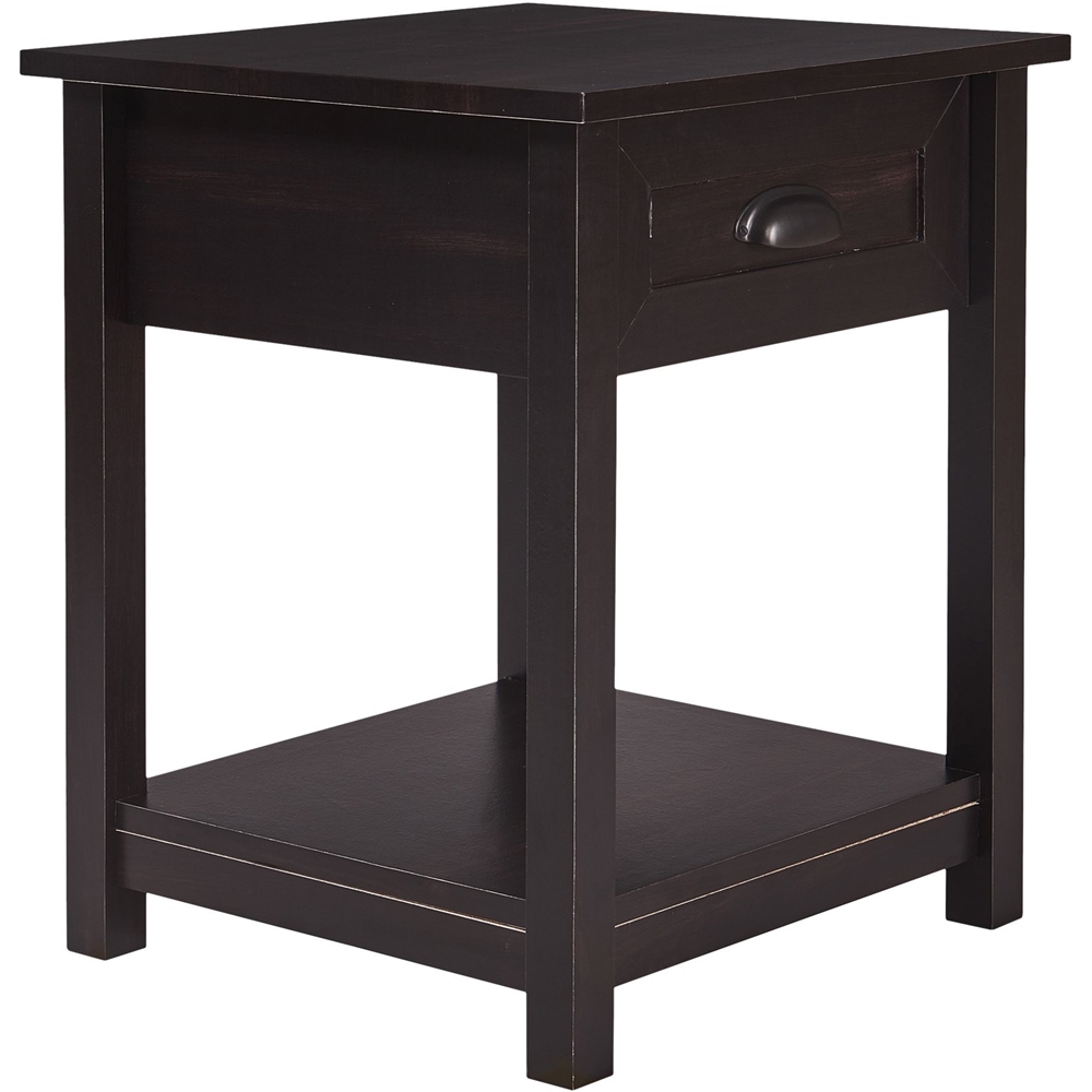 Left View: Click Decor - Traditional Wood 1-Drawer Night Stand - Ebony
