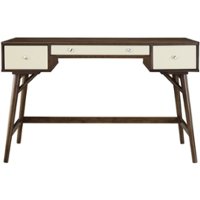 Adore Decor - Sutton Mid-Century Modern Wood 3-Drawer Writing Desk - Dark Brown - Front_Zoom
