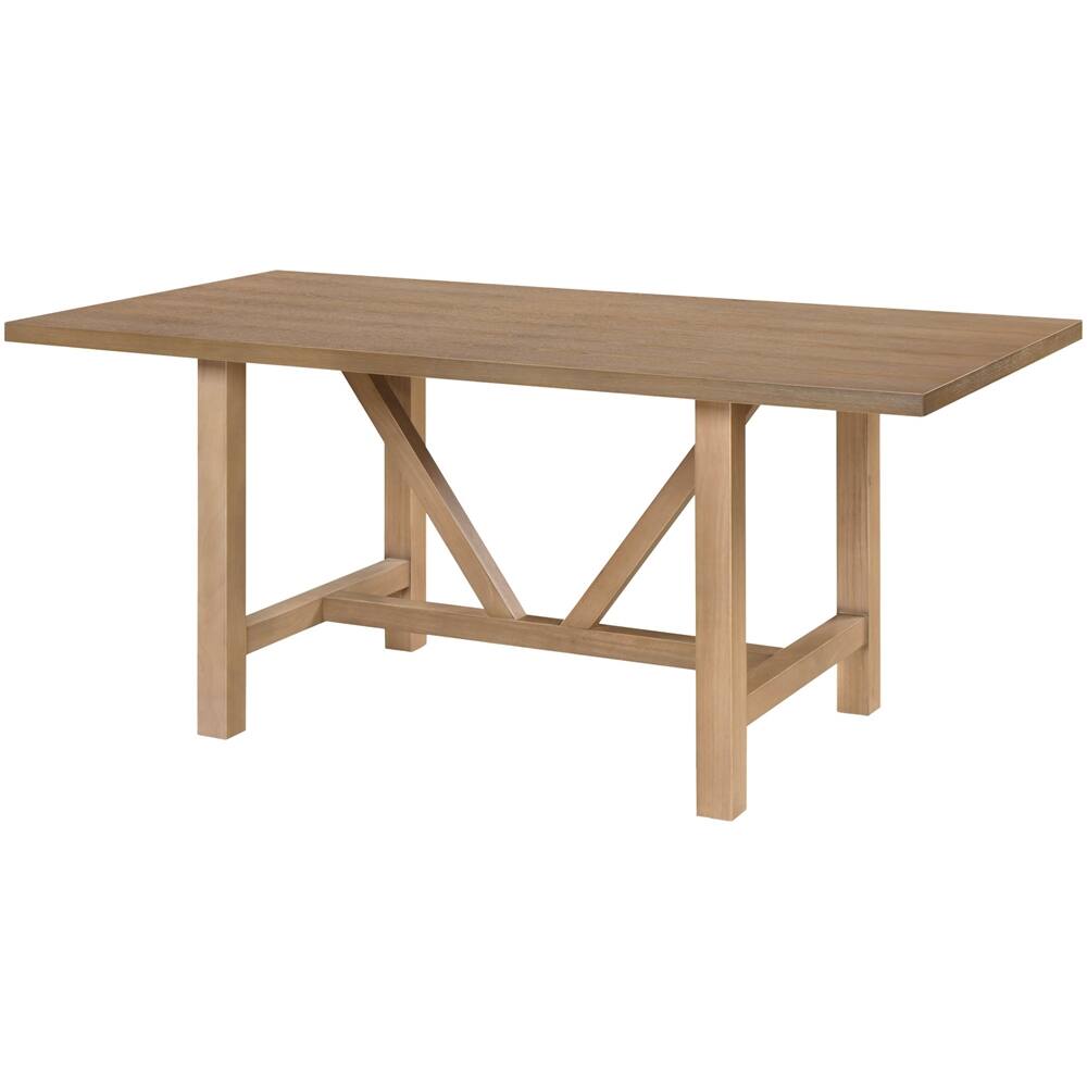 Alt View 11. Finch - Grant Rectangular Modern Farmhouse Rubberwood Table - Rustic Beige.