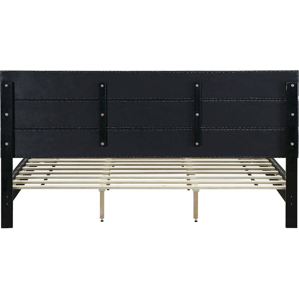 Alt View 12. Click Decor - Hudson Faux Leather 78.9" King Platform Bed - Black.