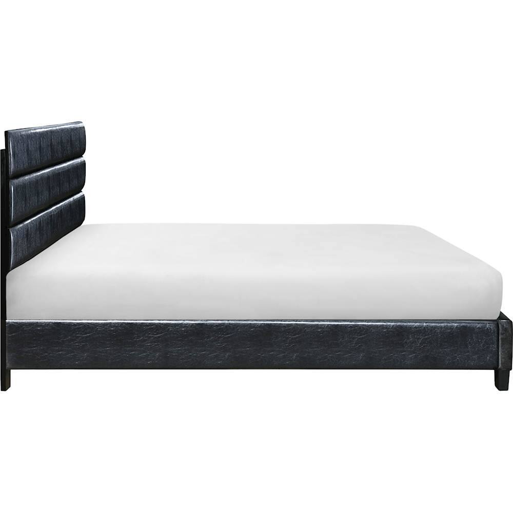 Alt View 17. Click Decor - Hudson Faux Leather 78.9" King Platform Bed - Black.