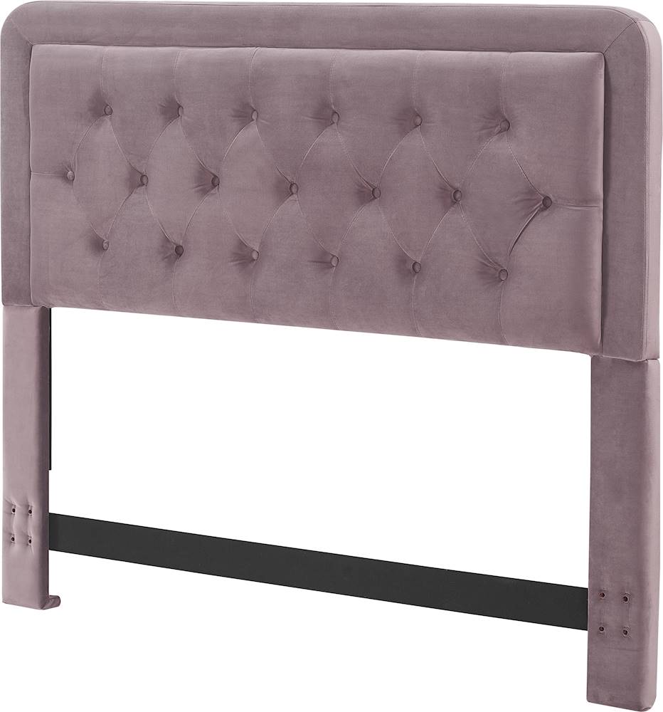 Left View: Elle Decor - Celeste Contemporary Tufted Fabric 78" King Upholstered Headboard - Brown