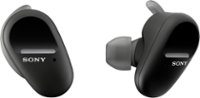 Front. Sony - WF-SP800N True Wireless Noise-Cancelling In-Ear Headphones - Black.