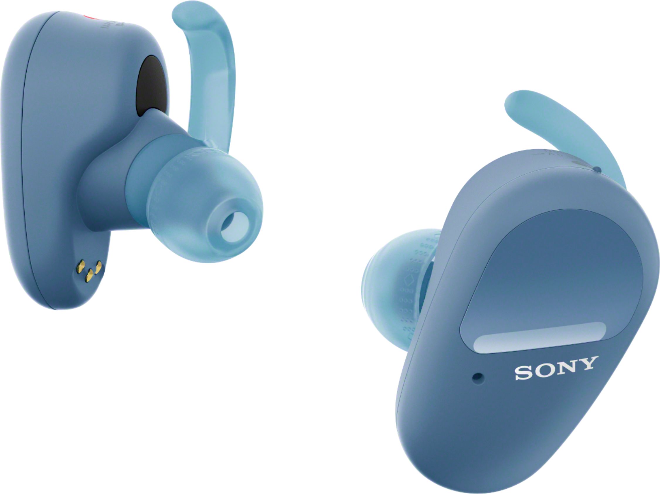Angle View: Sony - WF-SP800N True Wireless Noise-Cancelling In-Ear Headphones - Blue