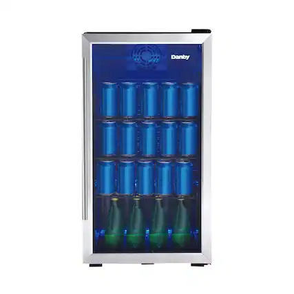 Front. Danby - 117-Can Beverage Cooler - Stainless Steel.