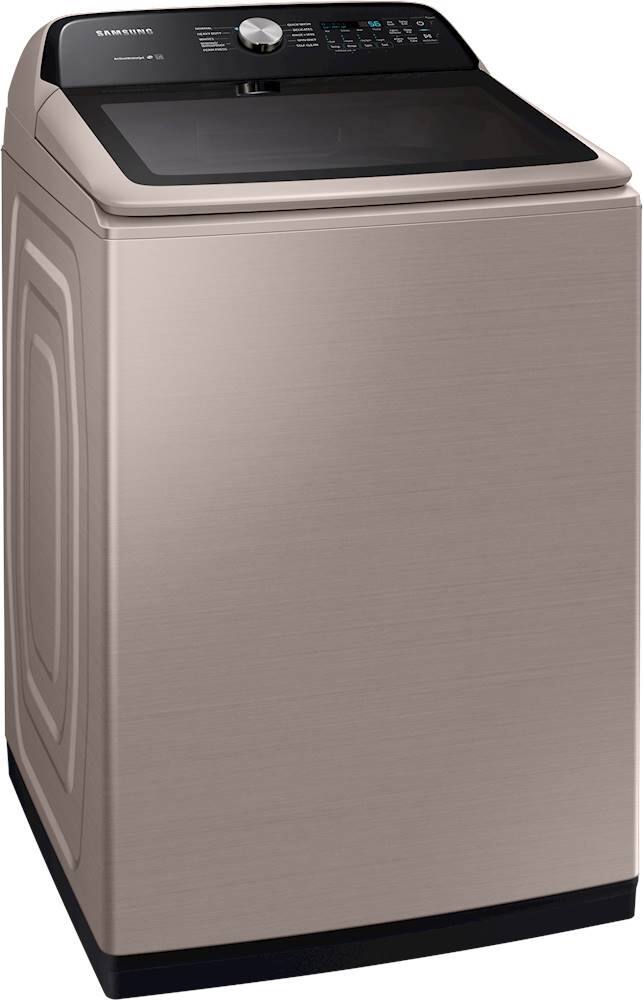 Angle. Samsung - 5.0 Cu. Ft. High Efficiency Top Load Washer with Active WaterJet - Champagne.