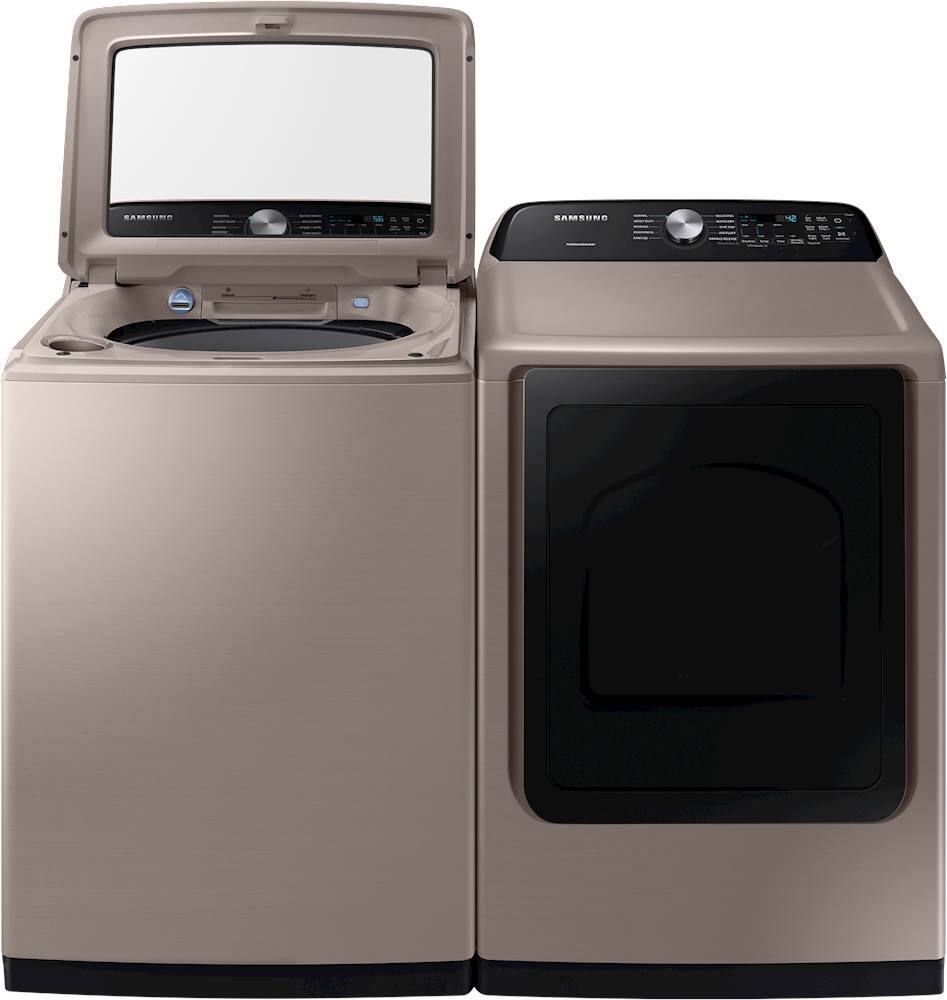 Alt View 12. Samsung - 5.0 Cu. Ft. High Efficiency Top Load Washer with Active WaterJet - Champagne.