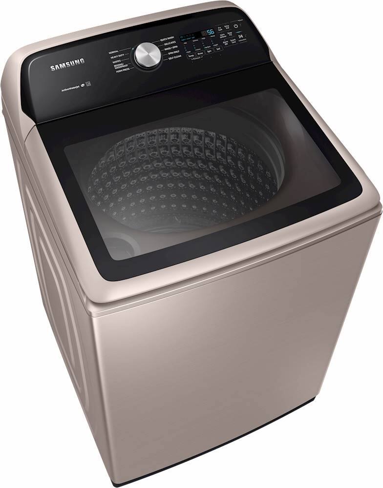 Alt View 17. Samsung - 5.0 Cu. Ft. High Efficiency Top Load Washer with Active WaterJet - Champagne.