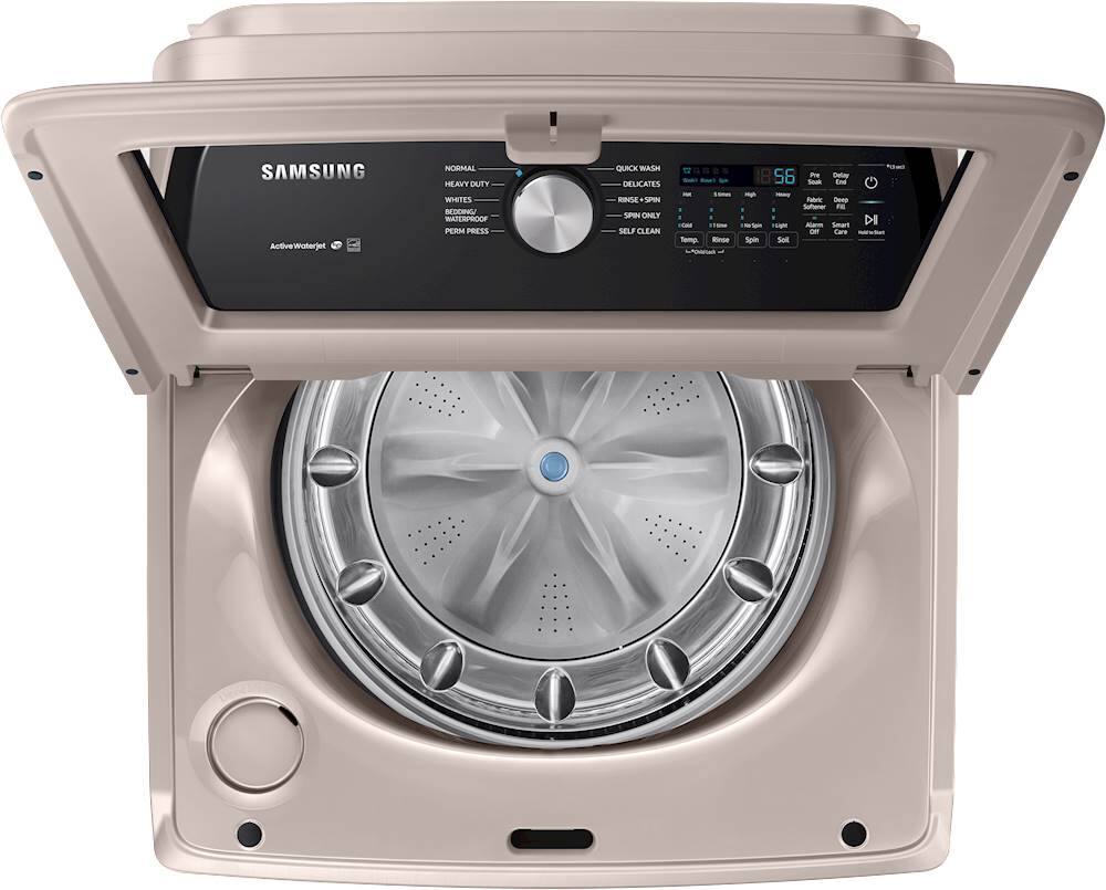 Alt View 19. Samsung - 5.0 Cu. Ft. High Efficiency Top Load Washer with Active WaterJet - Champagne.